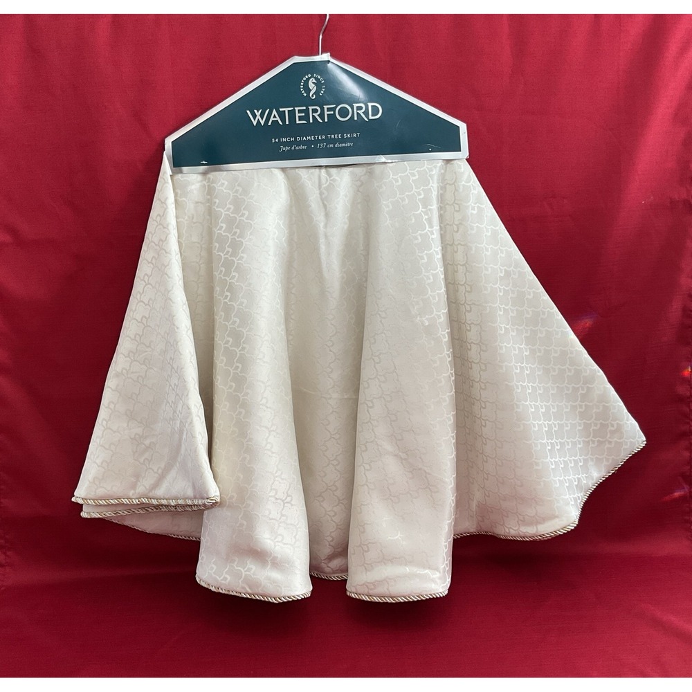 NEW Waterford Christmas Tree Skirt 54" Ivory luxurious embers linens